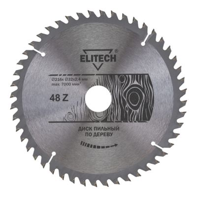 Диск пильный Elitech 216х32/30 мм 48 зубьев 1820.055800 - фото 1