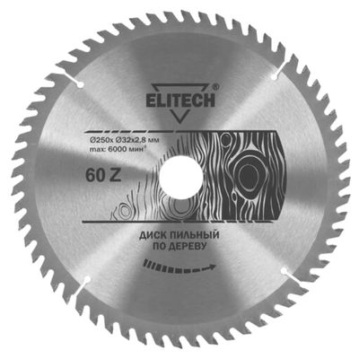 Диск пильный Elitech 250х32/30 мм 60 зубьев 1820.056600 - фото 1
