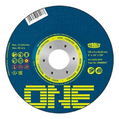 Диск обдирочный 27 Tyrolit One 2 в 1 A30Q-BFO 125х6,0х22,23 мм - фото 1