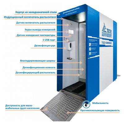 Кабина для дезинфекции и замера температуры ТСС 02В500