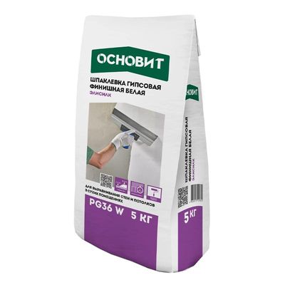 Шпаклевка гипсовая суперфинишная белая ОСНОВИТ ЭЛИСИЛК PG36 W 5 кг