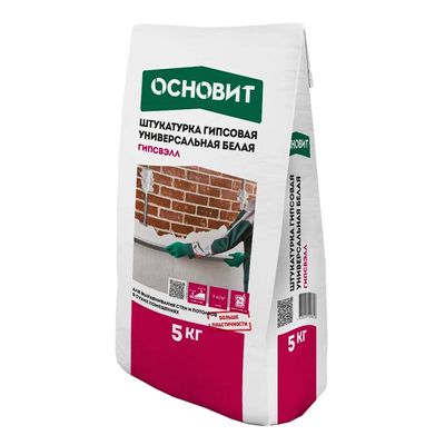 Штукатурка гипсовая универсальная белая ОСНОВИТ ГИПСВЭЛЛ PG25 W 5 кг