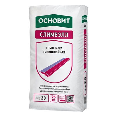 Штукатурка фасадная тонкослойная ОСНОВИТ серый СЛИМВЭЛЛ PC23 25 кг