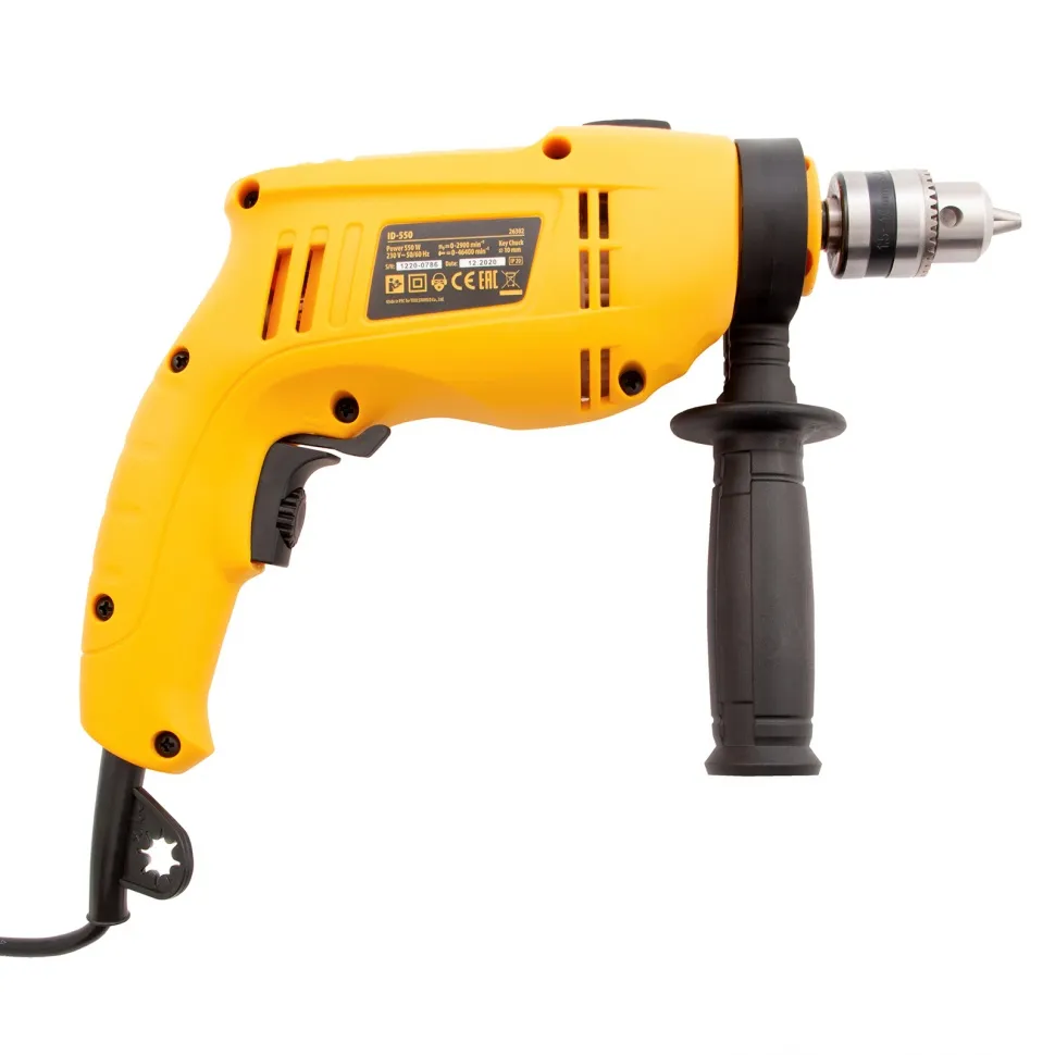 Дрель ударная Denzel ID-550, 550 Вт, 0-2900 об/мин, 46400 уд/мин - фото 4