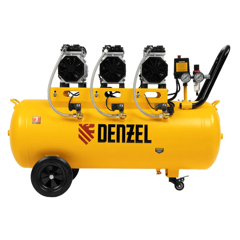 Компрессор безмасляный малошумный Denzel DLS 1800/100,1800 Вт, 3x600, 100 л, 345 л/мин - фото 16