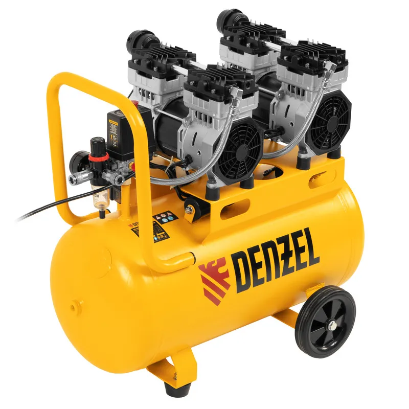 Компрессор безмасляный малошумный Denzel DLS 1500/50, 1500 ВТ, 2x750, 50 л, 260 л/мин - фото 2