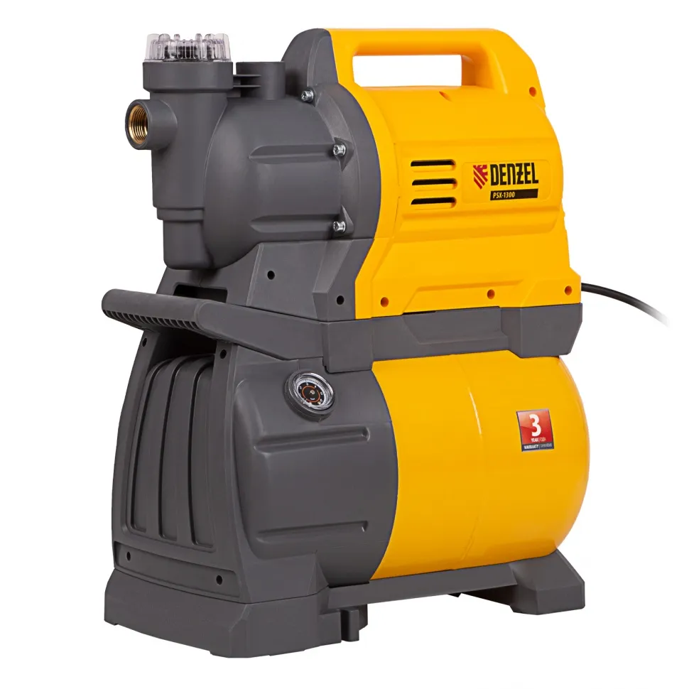 Насосная станция Denzel PSХ1300, Х-Pro, 1300 Вт, 4500 л/ч, ресивер 24 л, подъем 48 м - фото 1