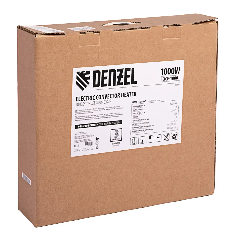 Конвектор электрический Denzel XCE-1000 - фото 9