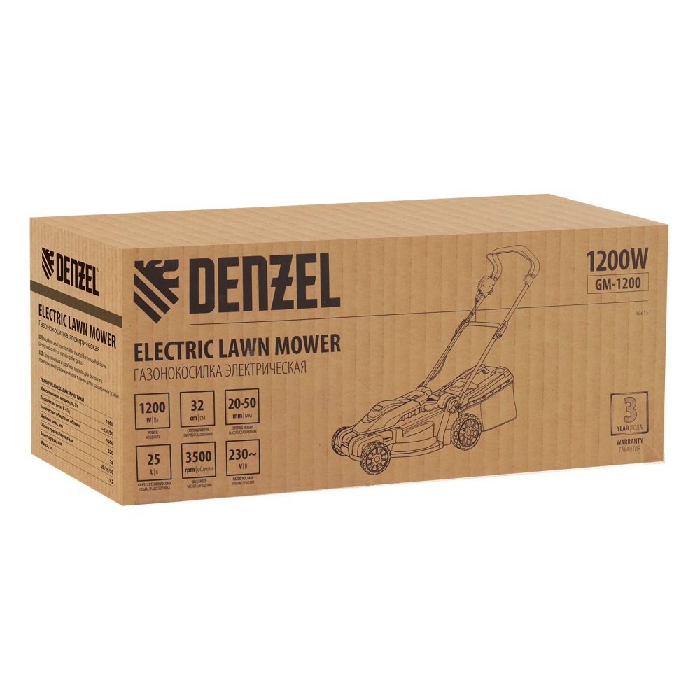Газонокосилка электрическая Denzel GM-1200, 1200 Вт, ширина 32 см, 3 уровня, травосборник 25 л. - фото 18