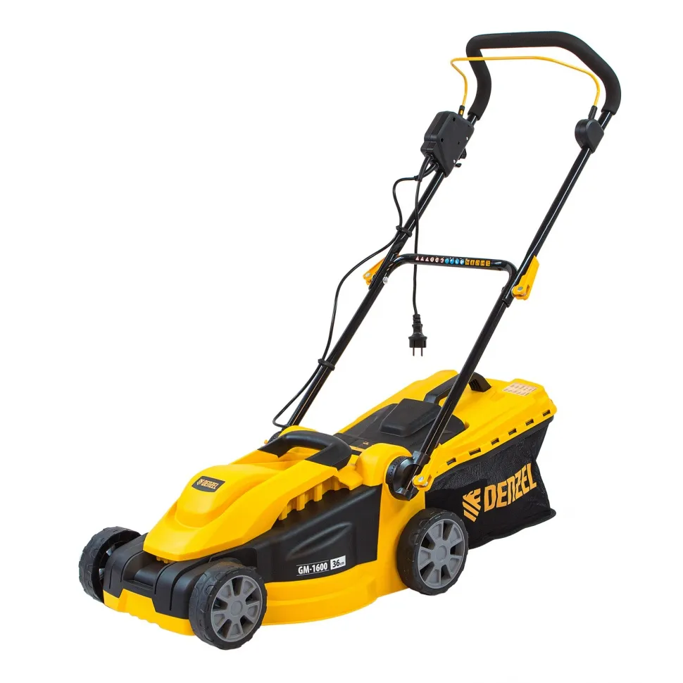 Газонокосилка электрическая Denzel GM-1600, 1600 Вт, ширина 36 см, 3 уровя, травосборник 35 л. - фото 1
