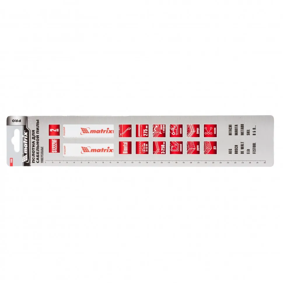 Полотна универсальные для сабельной пилы S1222VF, 275/1.8-2.5 мм, Bimetal, 2 шт, Pro Matrix - фото 2