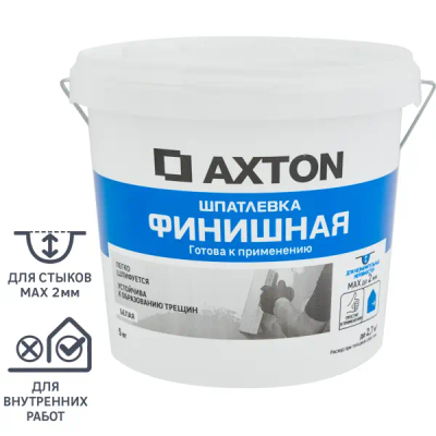 Шпатлевка Axton финишная цвет белый 5 кг - фото 1